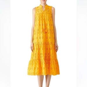kate spade Yellow Eyelet Midi Dress